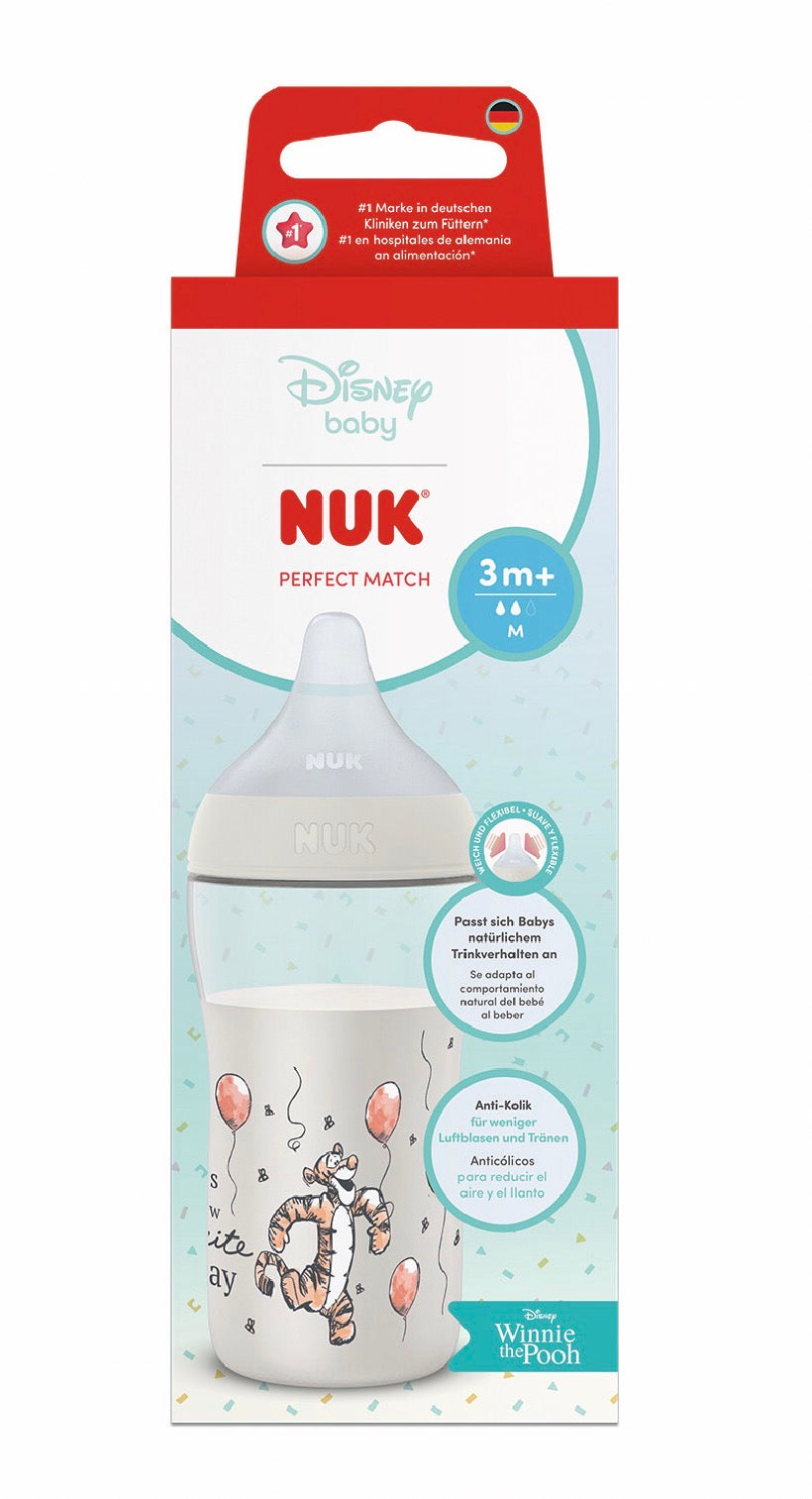 Biberon NUK Perfect Match avec tétine en silicone souple 260ml Winnie The pooh