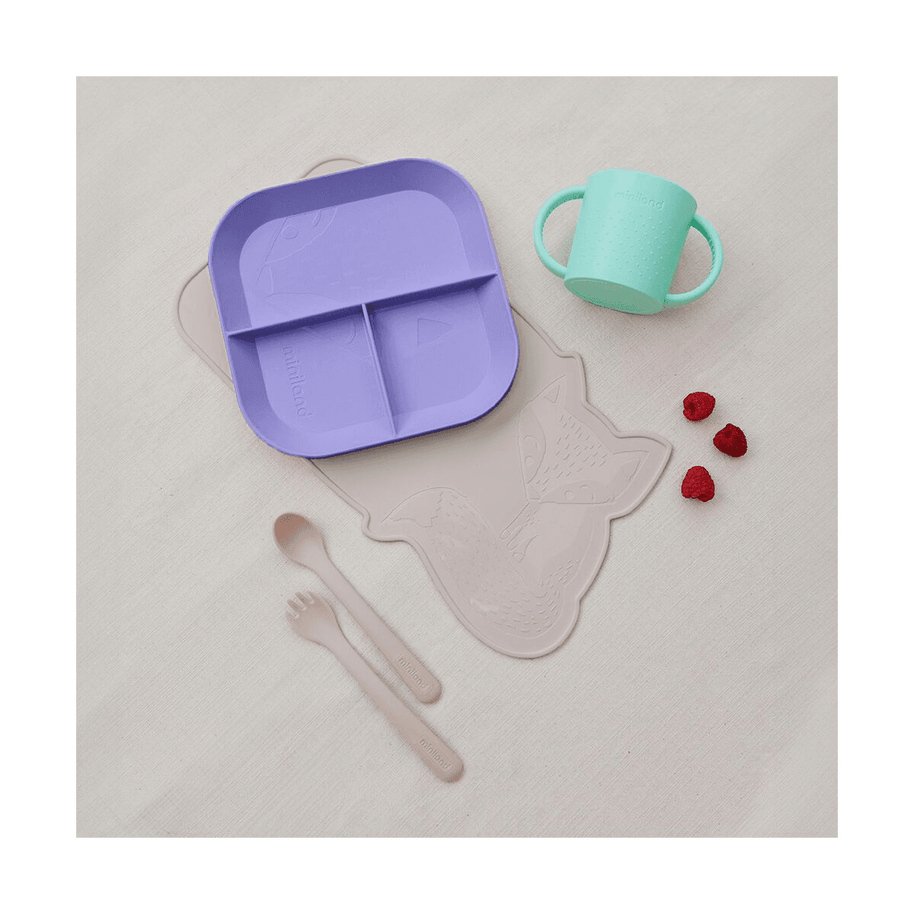 Miniland Vaisselle BLW avec nappe antidérapante pour les enfants - SUNSET - Miniland - pour bébé Maroc -www.babyboss.ma