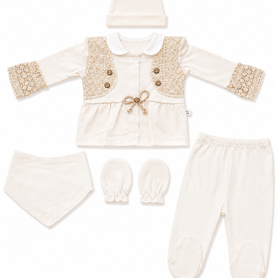 Ensemble naissance 5 pieces en coton 0-3 mois