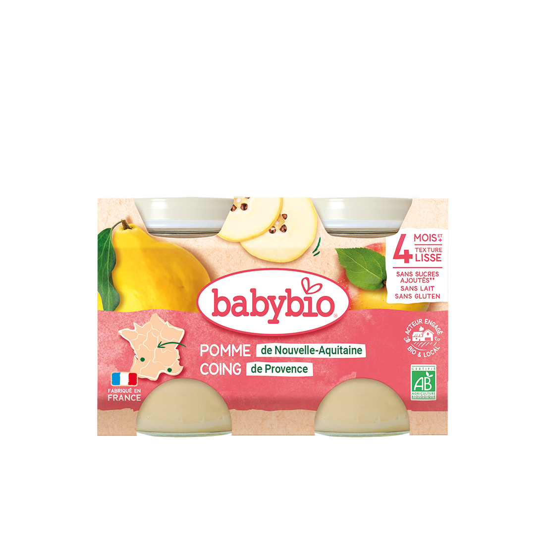 Babybio Petit Pot Apple from New Aquitaine & Quince from Provence 2x 130g