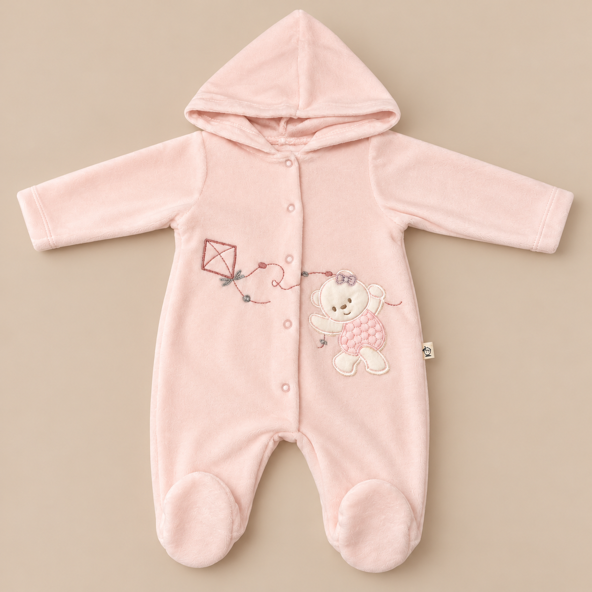 Grenouillère bébé à capuche en velours Bebelina
