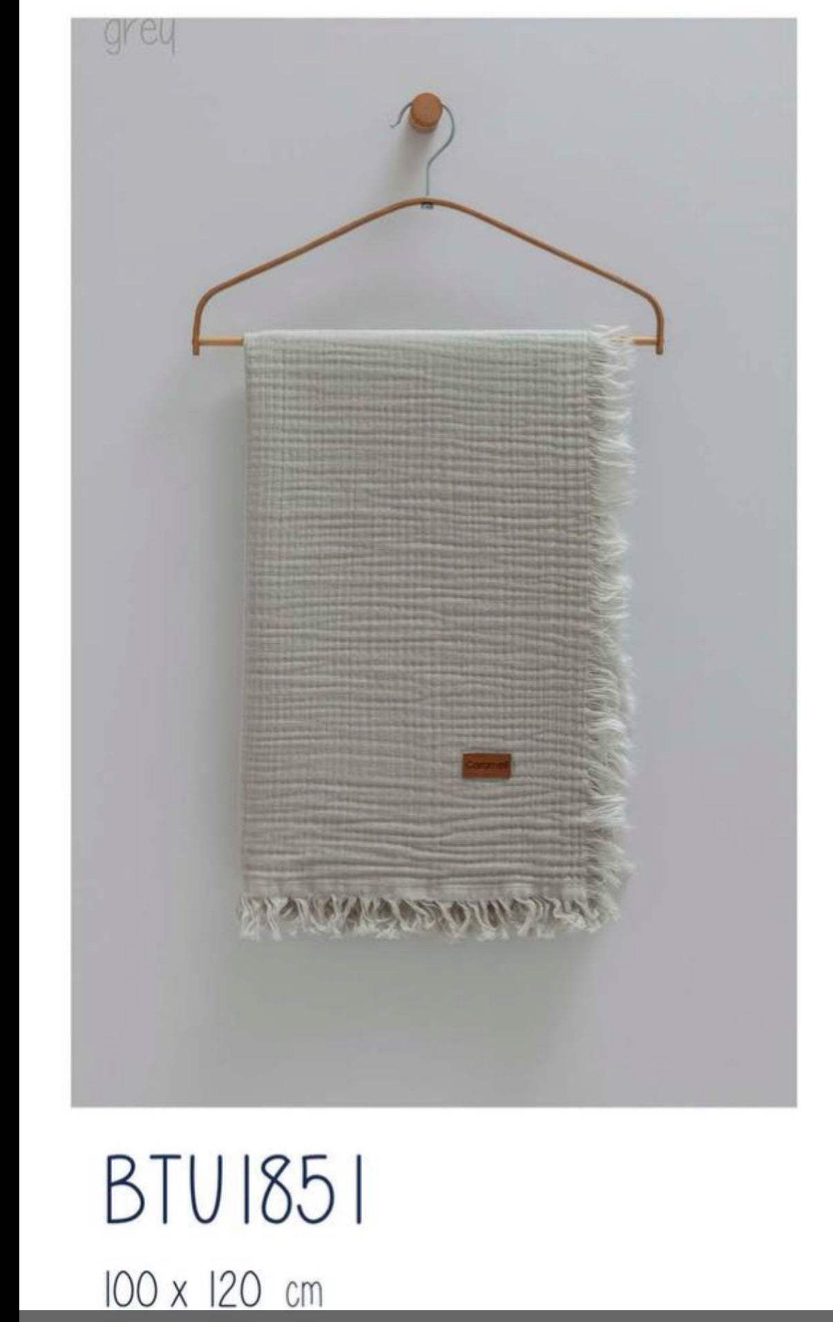 Couverture en mousseline, couleur grise, 100x120 cm