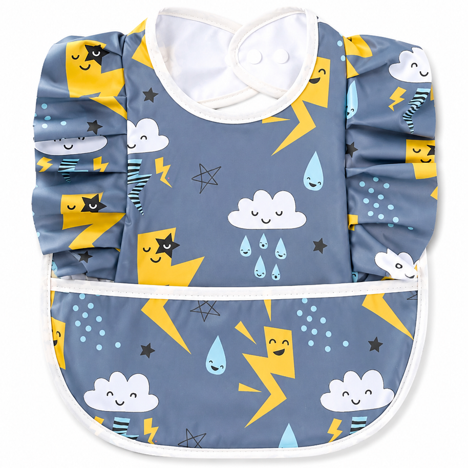 Bavoir imperméable avec poche récupératrice