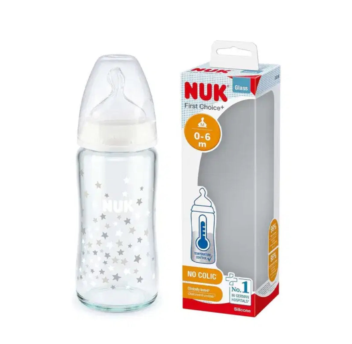 Nuk Biberon first choice+ Température control 240 ml en Verre – Blanc
