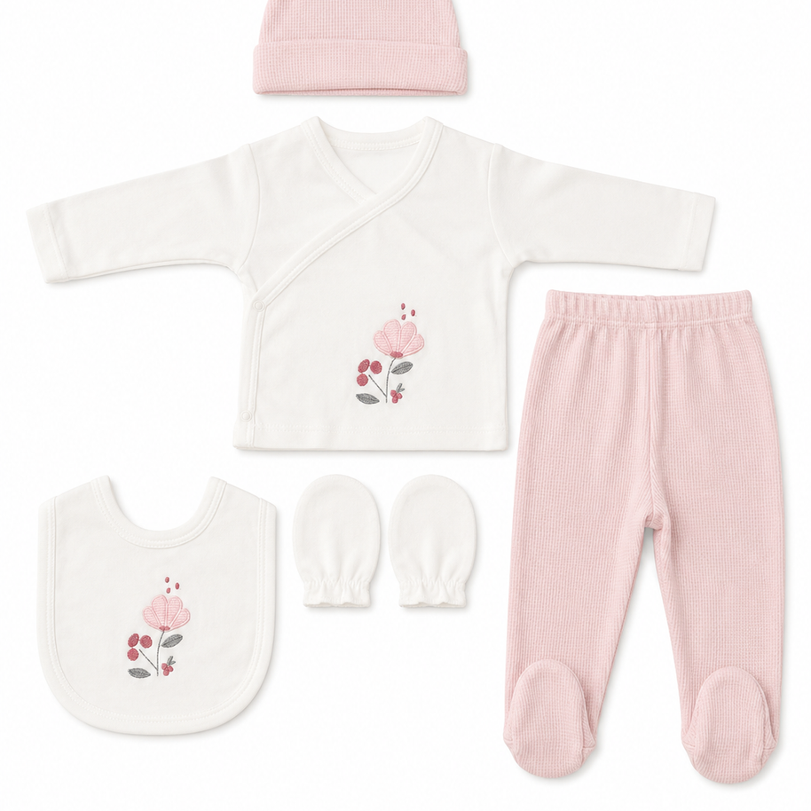 Ensemble naissance 5 pieces en coton 0-3 mois