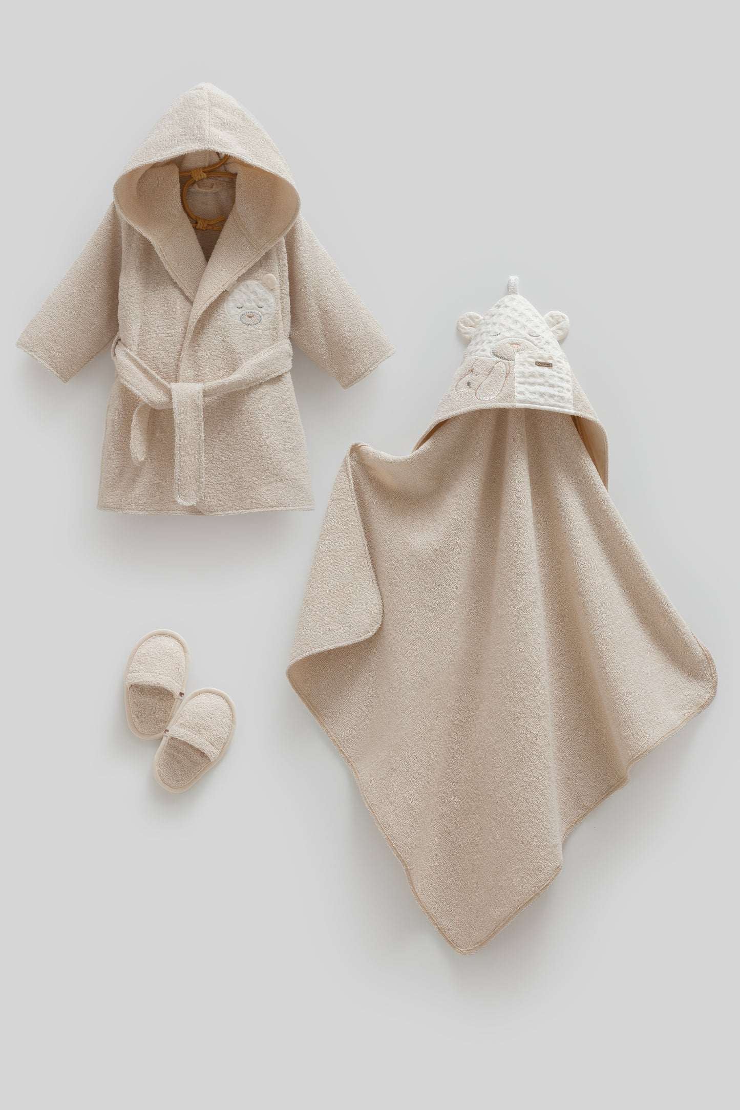 Set peignoir bébé beige 1 an
