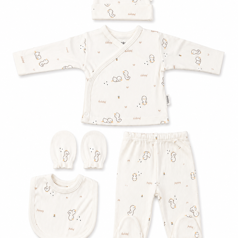 Ensemble naissance 5 pieces en coton 0-3 mois