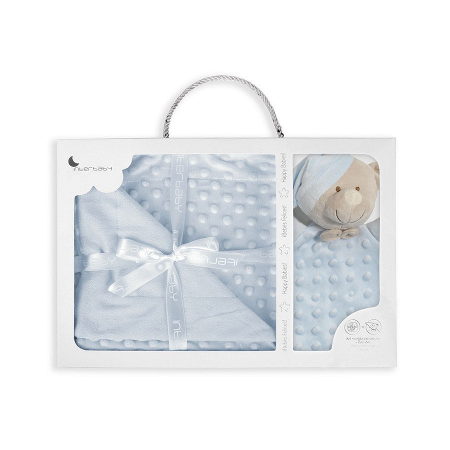 Interbaby Couverture En Bulles 80 X 110+Doudou - Bleu