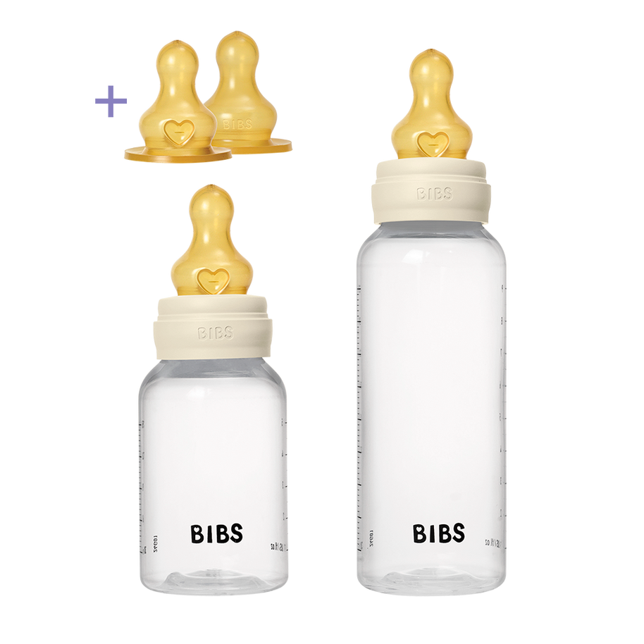 Set Évolutif Biberon PP sans BPA 150ml / 270ml avec Tétines en Latex – Ivory – BIBS