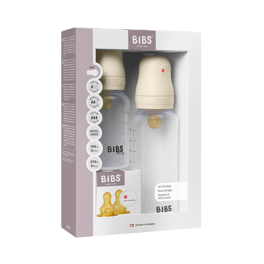Set Évolutif Biberon PP sans BPA 150ml / 270ml avec Tétines en Latex – Ivory – BIBS