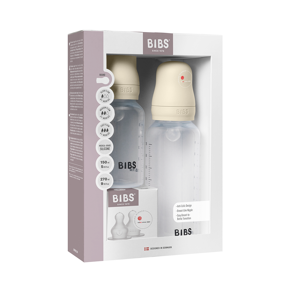 Set Évolutif Biberon PP sans BPA 150ml / 270ml avec Tétines en Silicone – Ivory – BIBS
