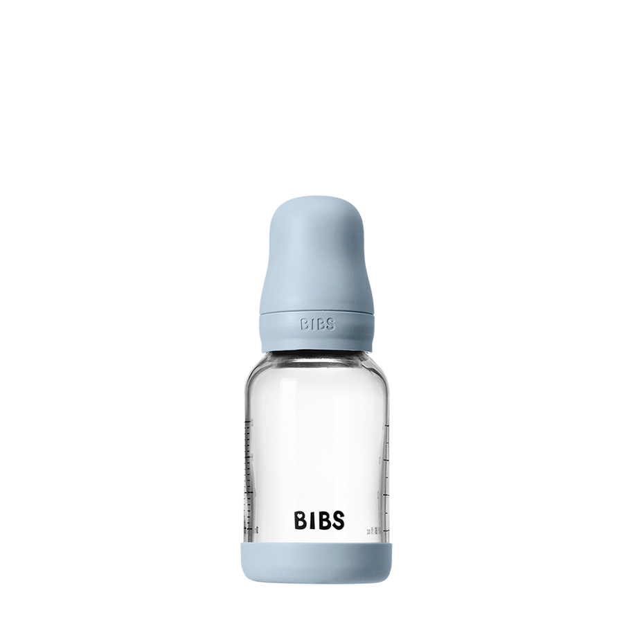 Biberon en Verre 120ml avec Tétine en Latex Débit lent – BIBS - Baby Blue