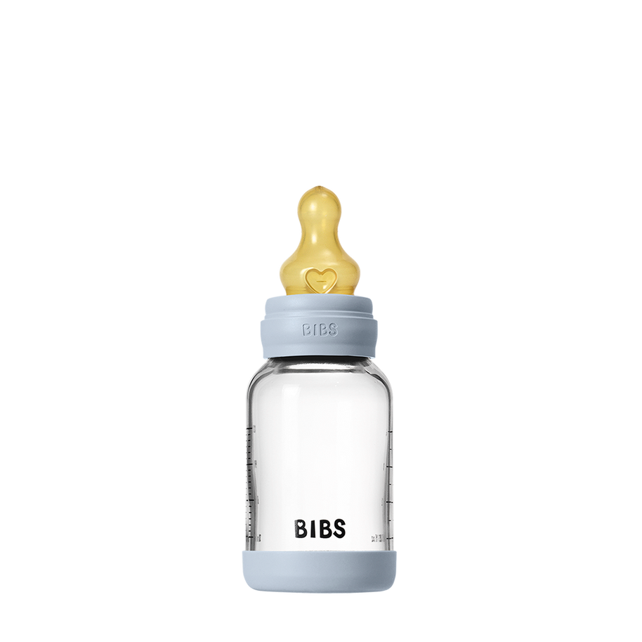 Biberon en Verre 120ml avec Tétine en Latex Débit lent – BIBS - Baby Blue