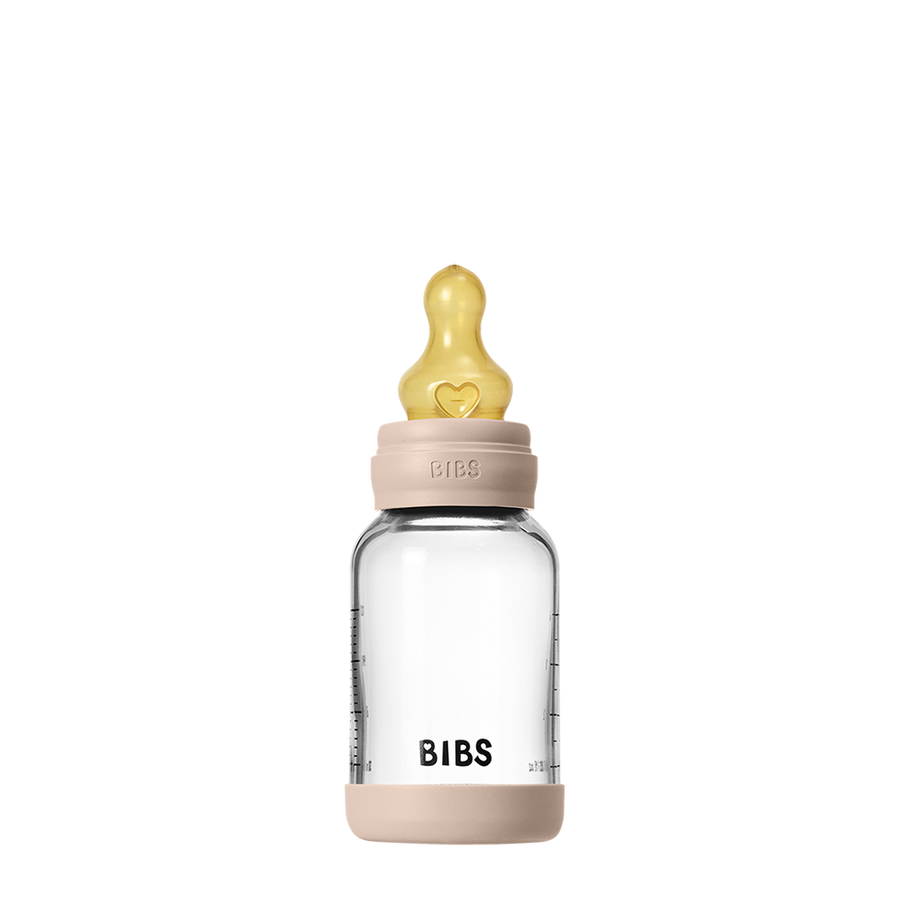 Biberon en Verre 120ml avec Tétine en Latex Débit lent – BIBS - Blush