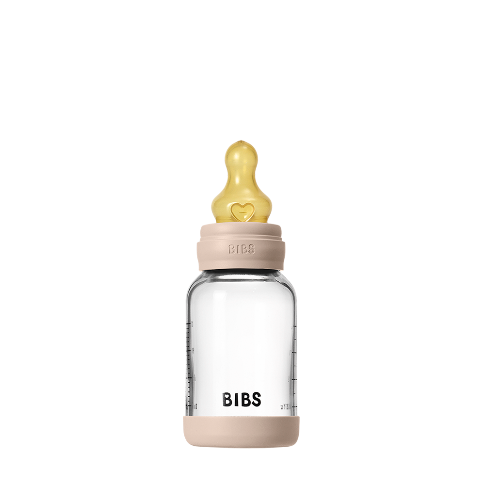 Biberon en Verre 120ml avec Tétine en Latex Débit lent – BIBS - Blush