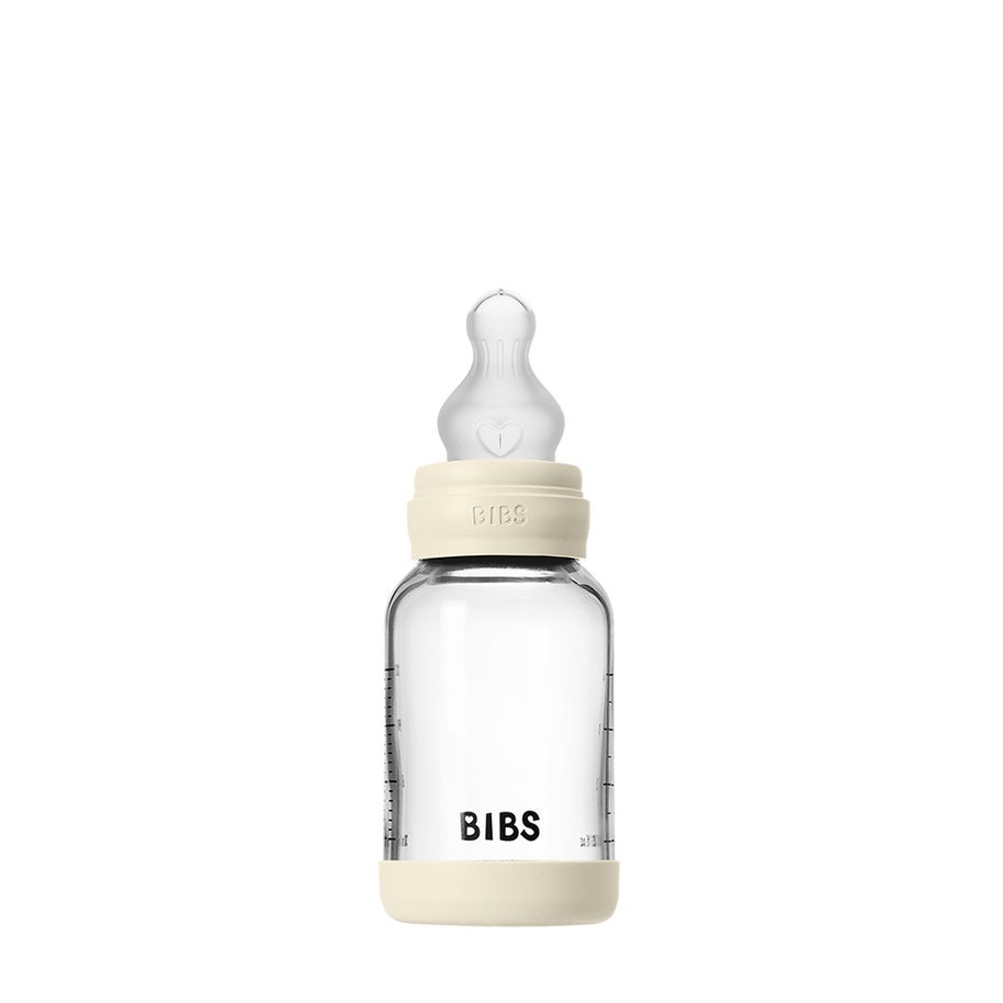 Biberon en Verre 120ml avec Tétine en Silicone Débit Lent - Ivory