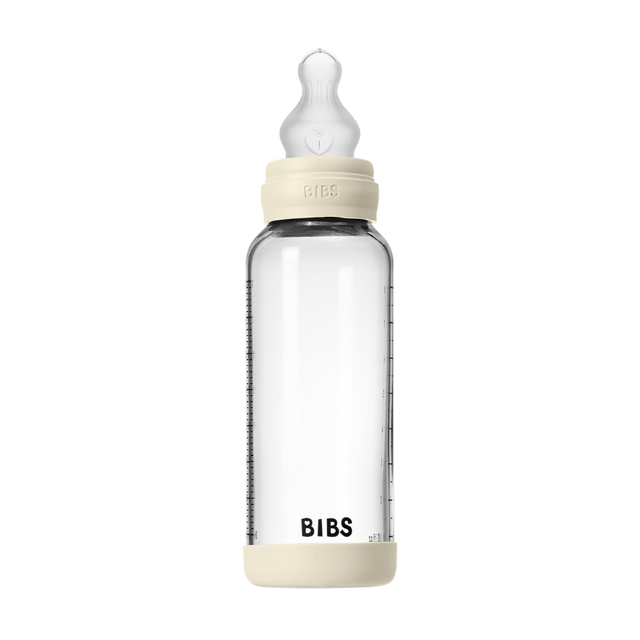 Biberon en Verre 240ml avec Tétine en Silicone Débit Moyen - Ivory