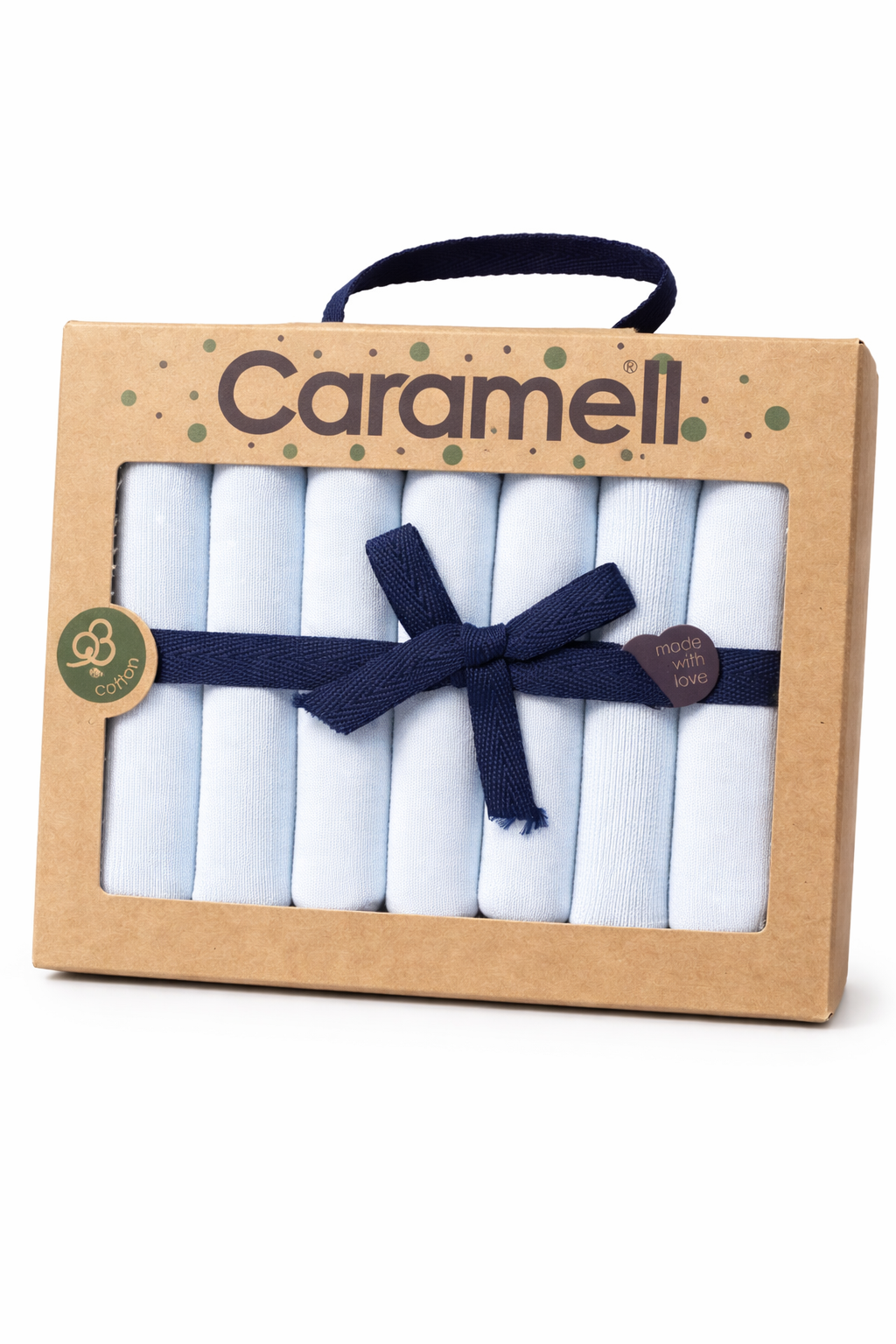 Set of 7 baby handkerchiefs - Caramell green