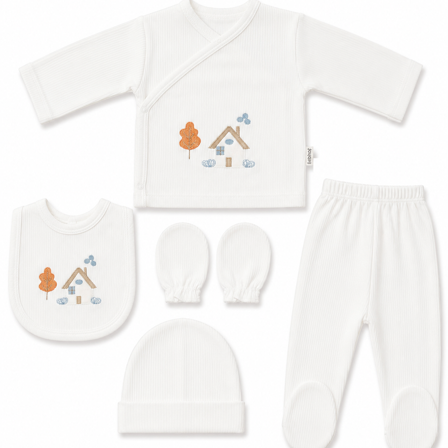 Ensemble naissance 5 pieces en coton 0-3 mois