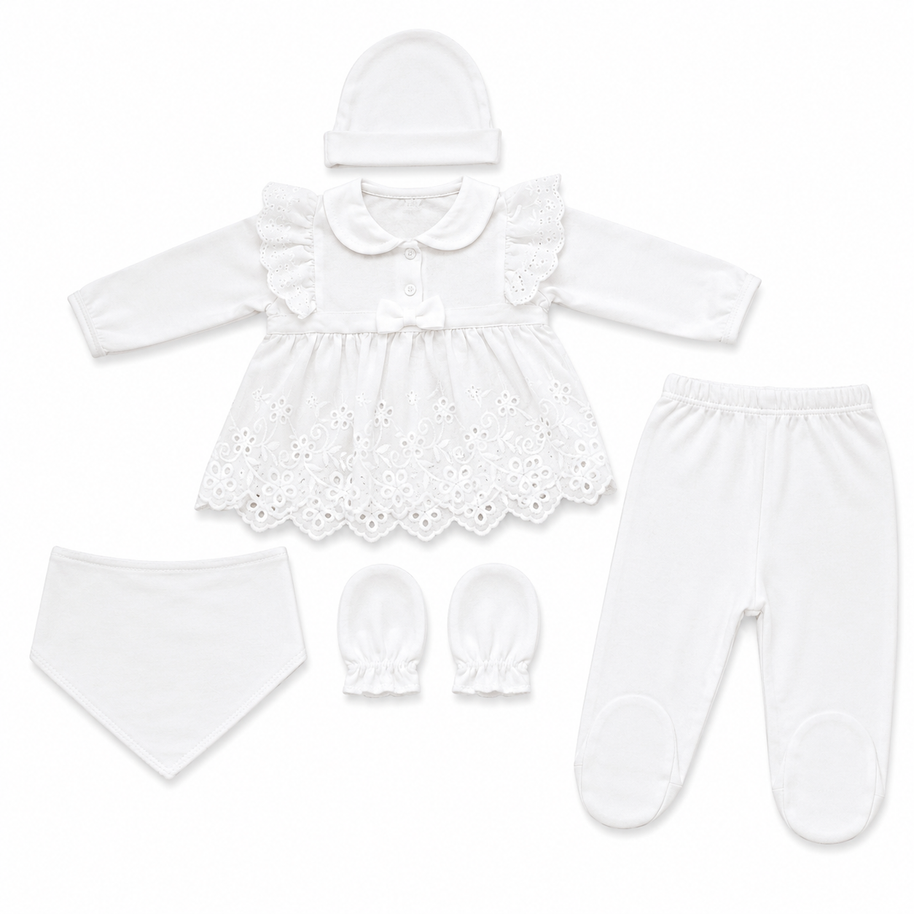 Ensemble naissance 5 pieces en coton 0-3 mois
