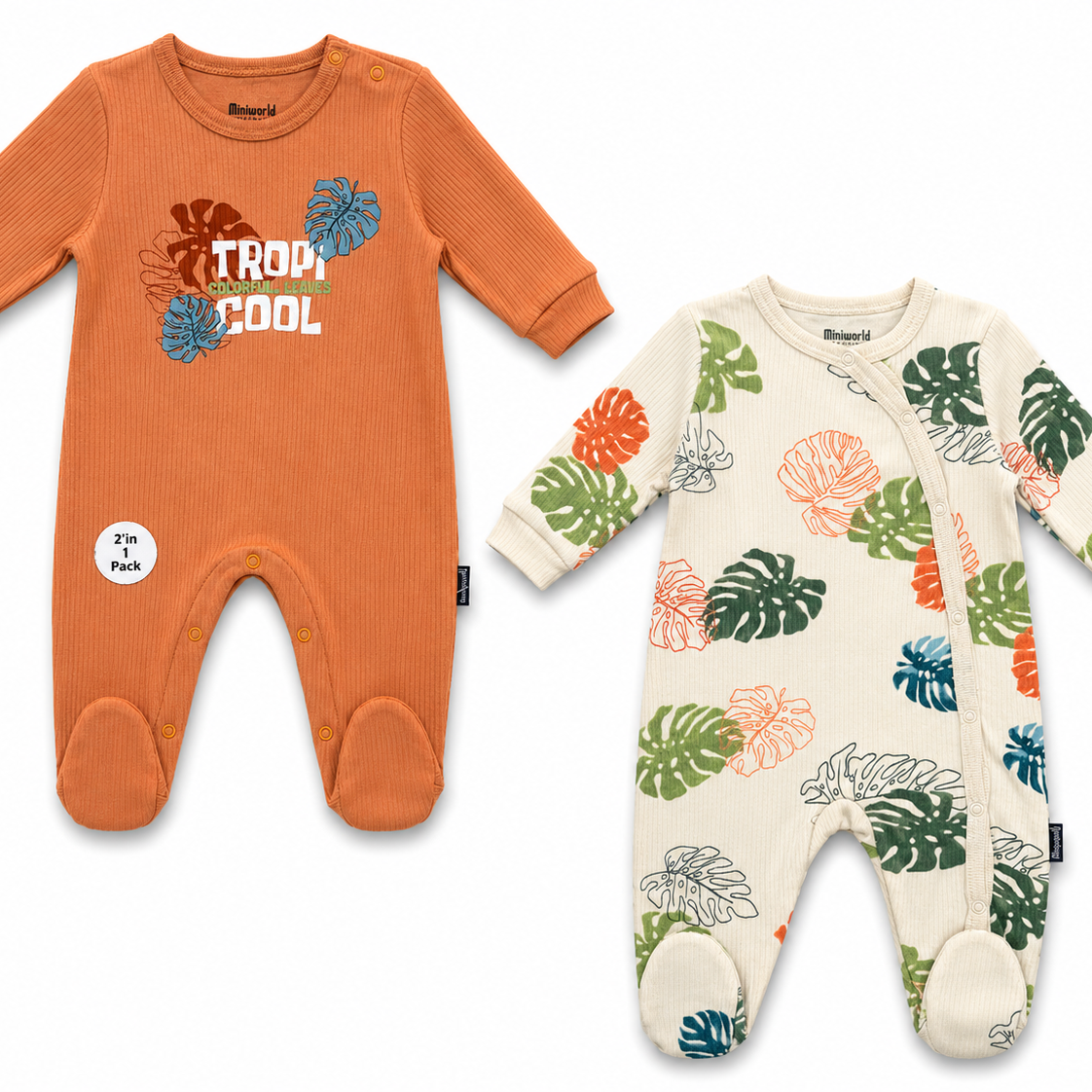 Pack de 2 Grenouillères Miniworld 100% Coton