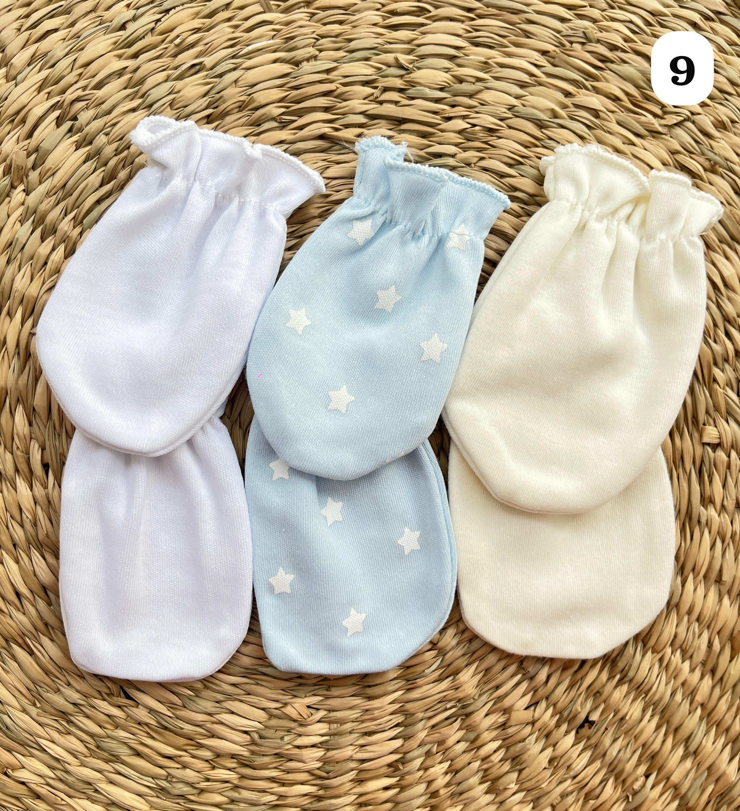 Lot de 3 moufles bébé 100% Coton