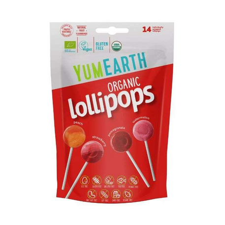 YumEarth Lollipops Organic Originale – Pack de 14 Sucettes Bio
