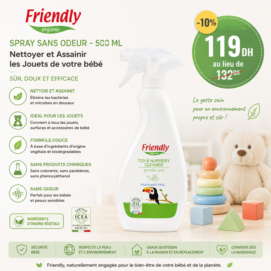 FRIENDLY Spray Sans Odeur – 500 ml : Nettoyer et Assainir les Jouets