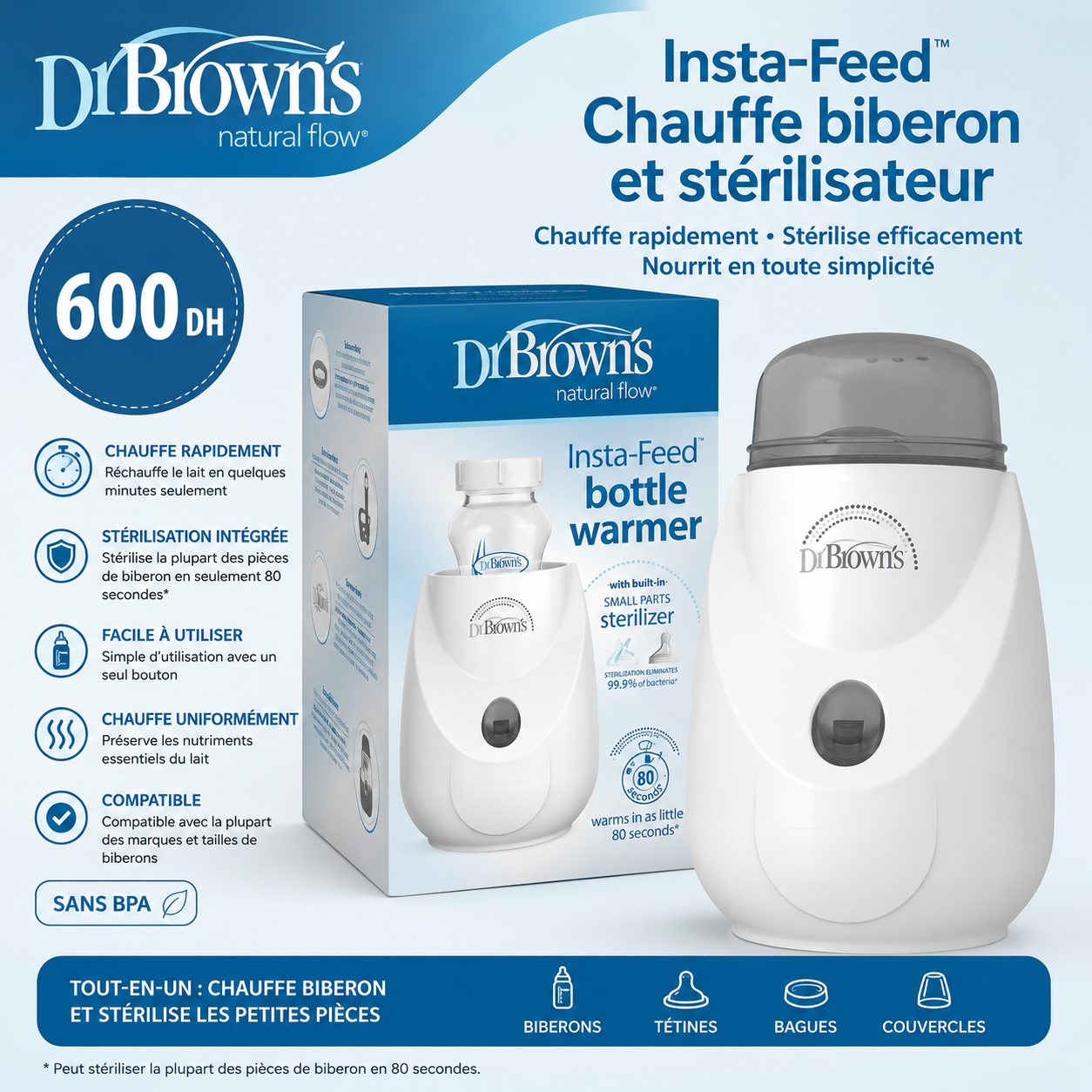 Dr. Brown's Chauffe biberon et stérilisateur Insta-Feed™
