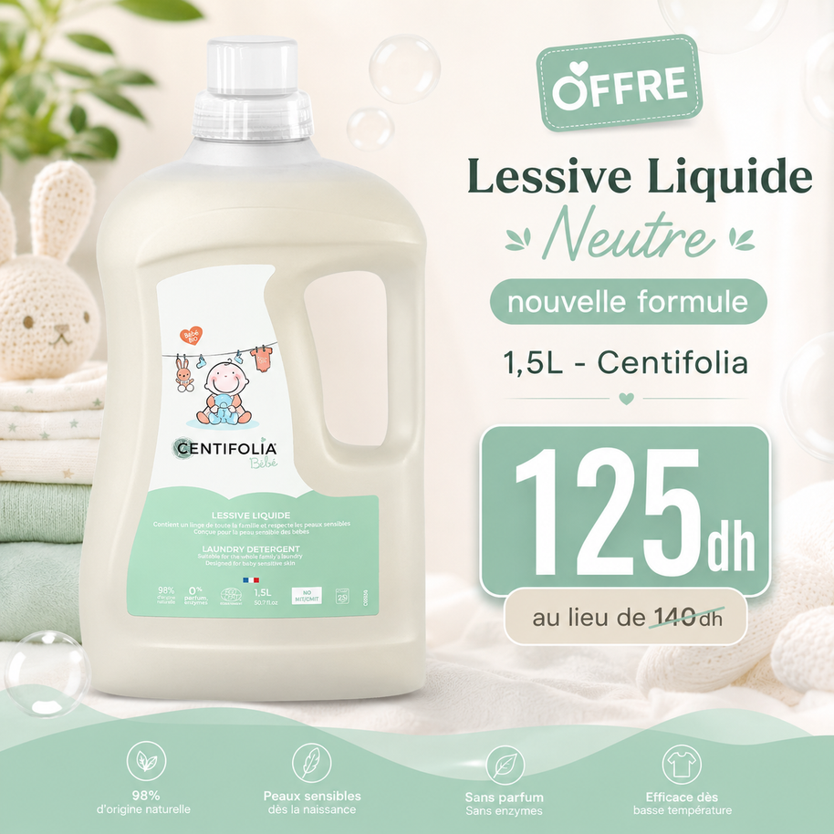 Detergente Líquido Neutro para Ropa nueva fórmula 1,5L - Centifolia