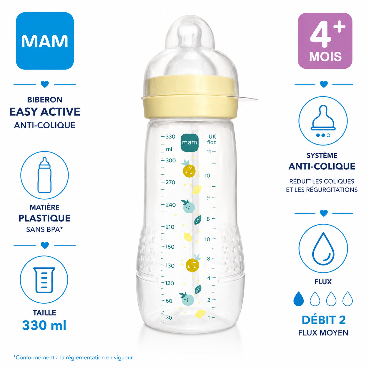 Biberón MAM Easy Active 330 ml 4 meses+