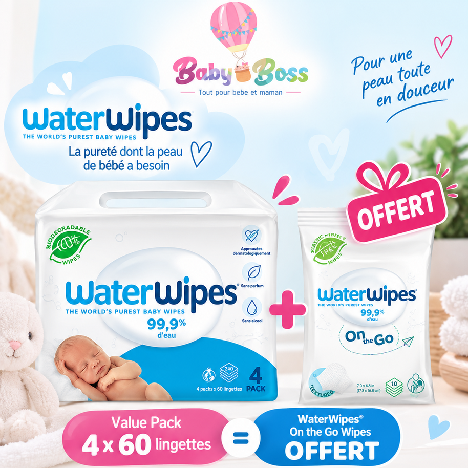 Lingettes Bébé WaterWipes Value Pack 4x60