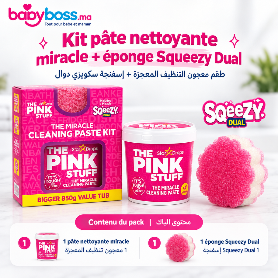 The pink stuff - طقم معجون تنظيف معجزة + إسفنجة مزدوجة Squeezy