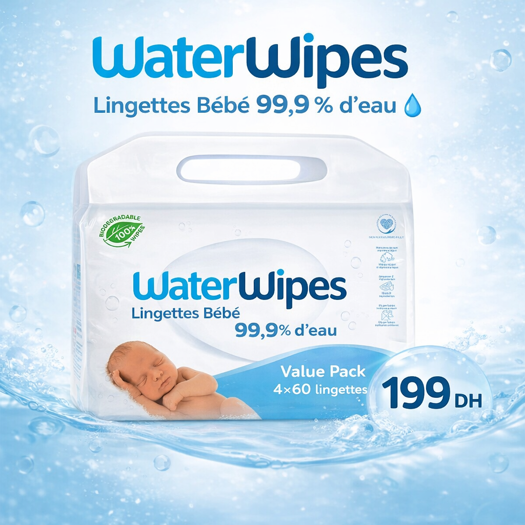 Lingettes Bébé WaterWipes Value Pack 4x60 - WaterWipes - Hygiène et Soin - Babyboss.ma