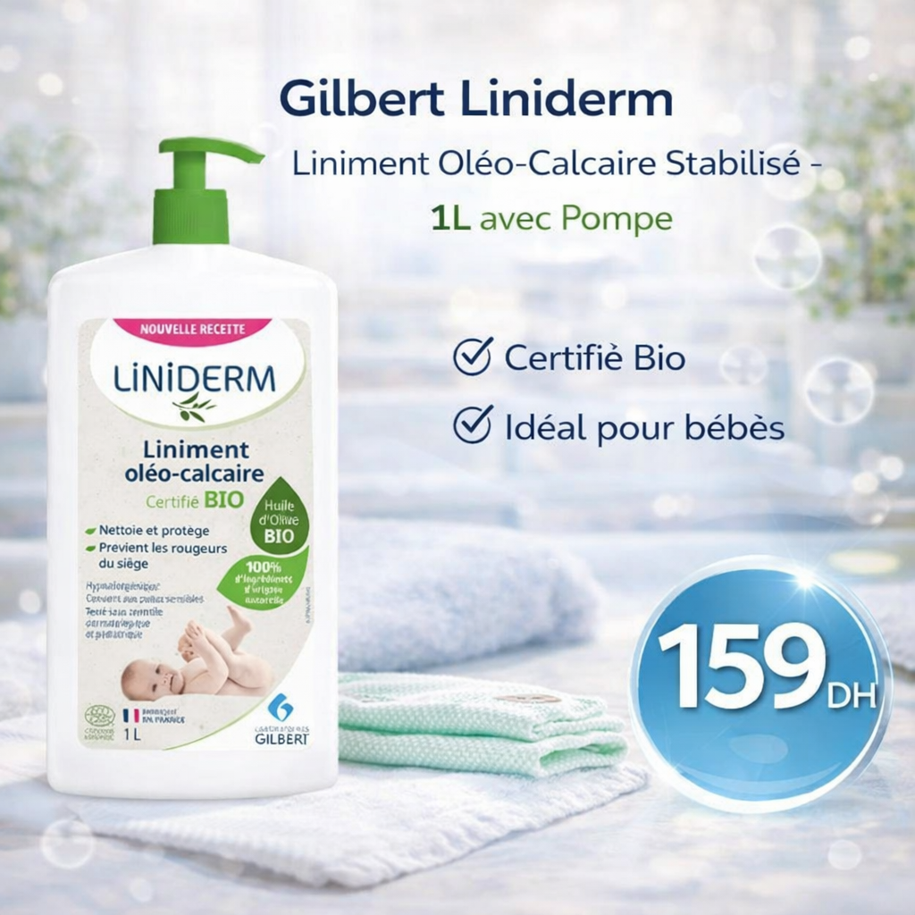 Gilbert Liniderm Liniment Oléo-Calcaire Stabilisé - 1L avec Pompe - Gilbert - Hygiène et Soin - Babyboss.ma
