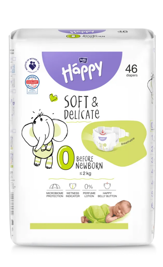 Couches Bébé Happy Taille 0 (≤2 kg) x 46