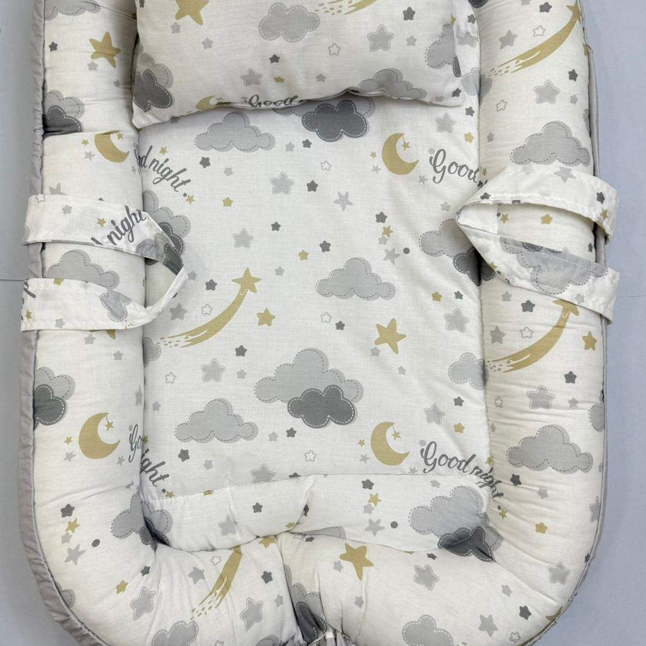 Couffin Double-Face pour Bébé - Cotton Gris - BABYBOSS sommeil - pour bébé Maroc -www.babyboss.ma