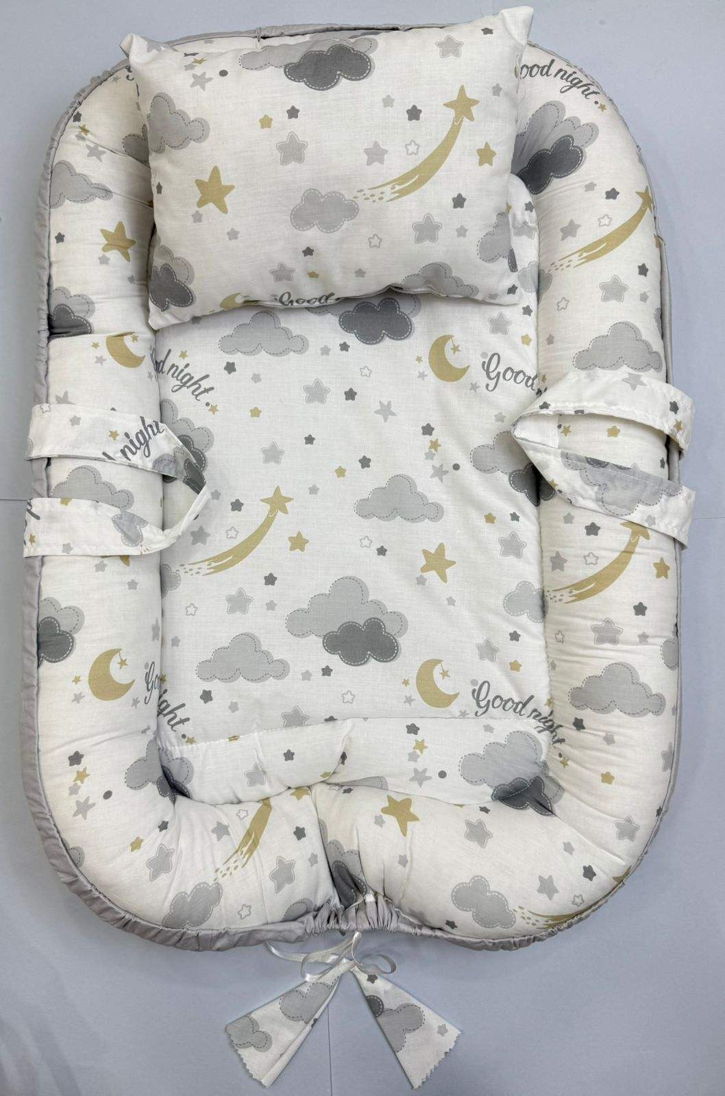 Couffin Double-Face pour Bébé - Cotton Gris - BABYBOSS sommeil - pour bébé Maroc -www.babyboss.ma