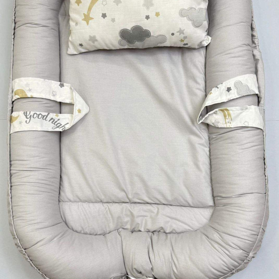 Couffin Double-Face pour Bébé - Cotton Gris - BABYBOSS sommeil - pour bébé Maroc -www.babyboss.ma