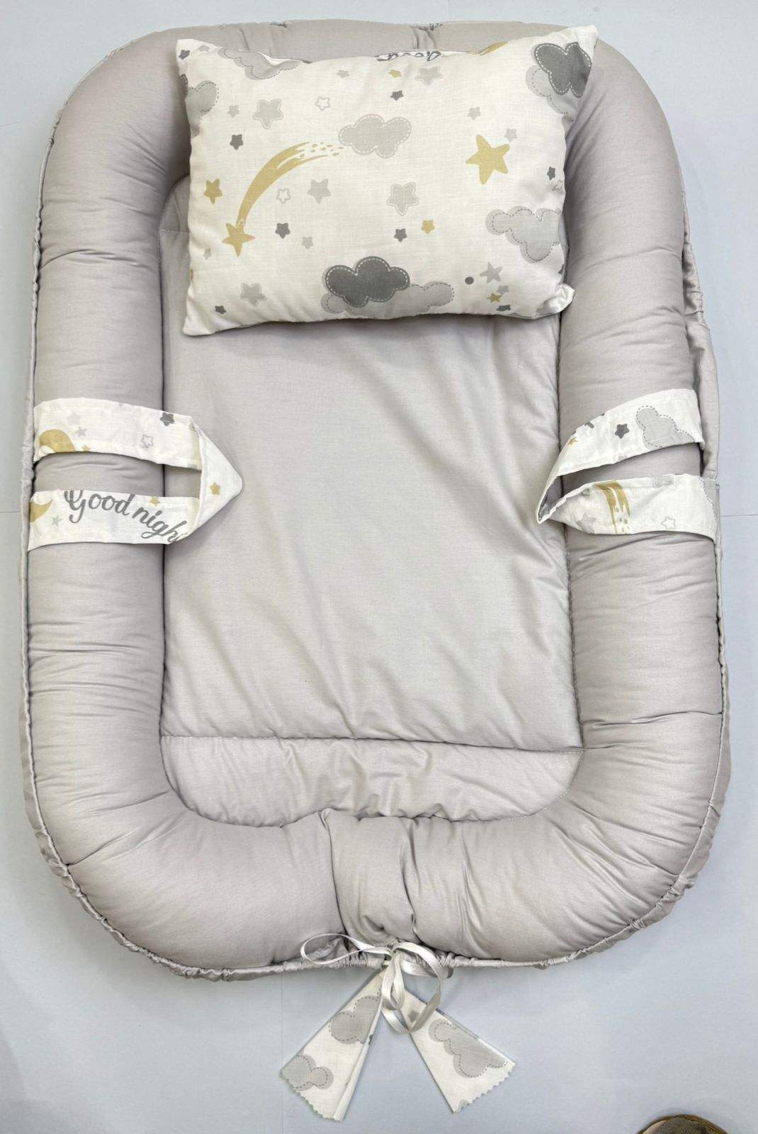 Couffin Double-Face pour Bébé - Cotton Gris - BABYBOSS sommeil - pour bébé Maroc -www.babyboss.ma