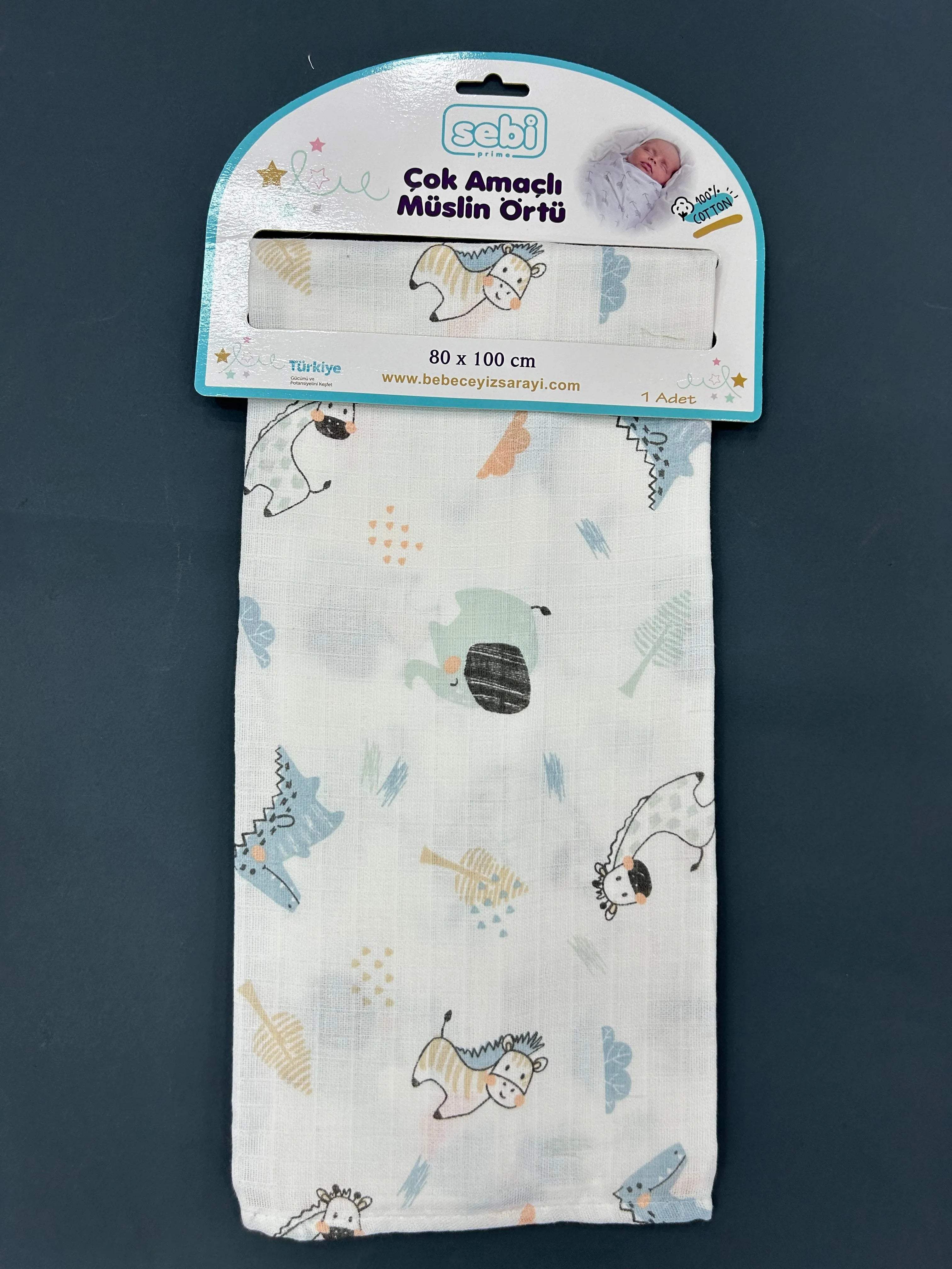 Sebi BébéHousse en mousseline multi-usages Sebi Baby 80X100 cm - Sebi - pour bébé Maroc -www.babyboss.ma