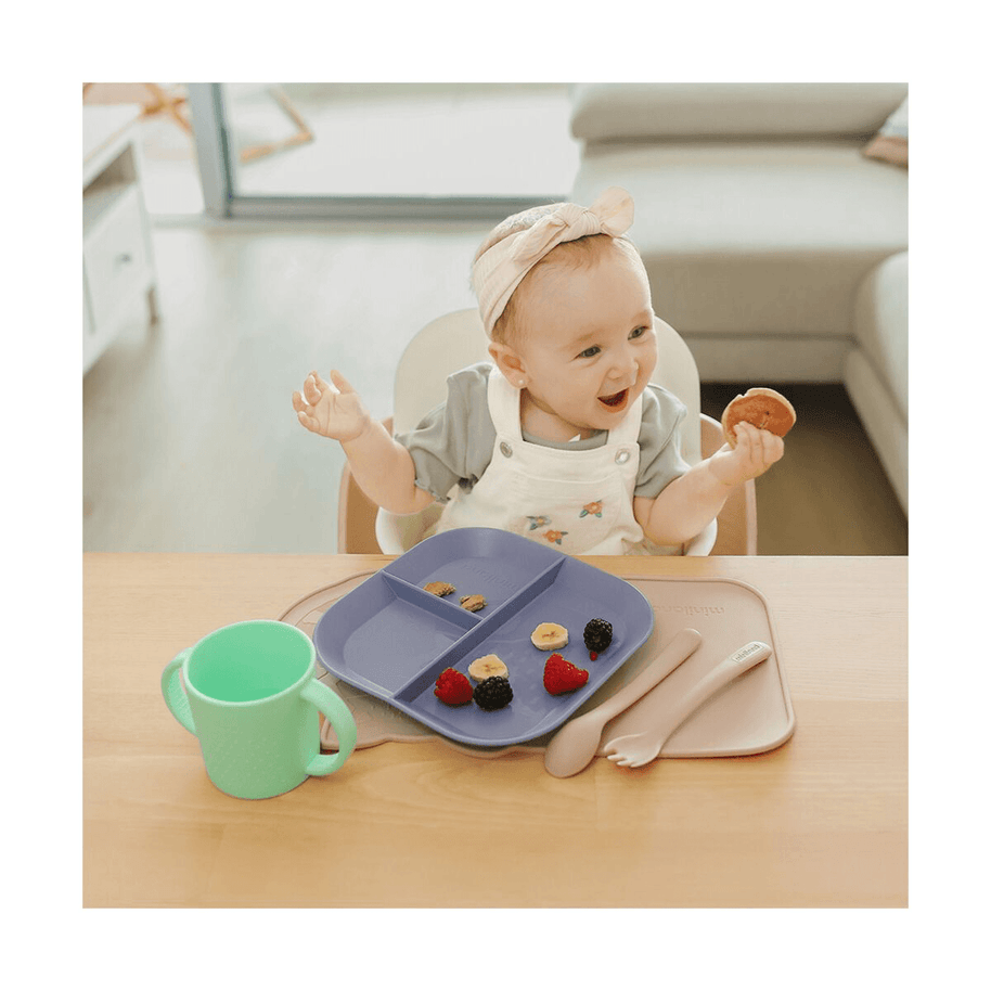 Miniland Vaisselle BLW avec nappe antidérapante pour les enfants - SUNSET - Miniland - pour bébé Maroc -www.babyboss.ma