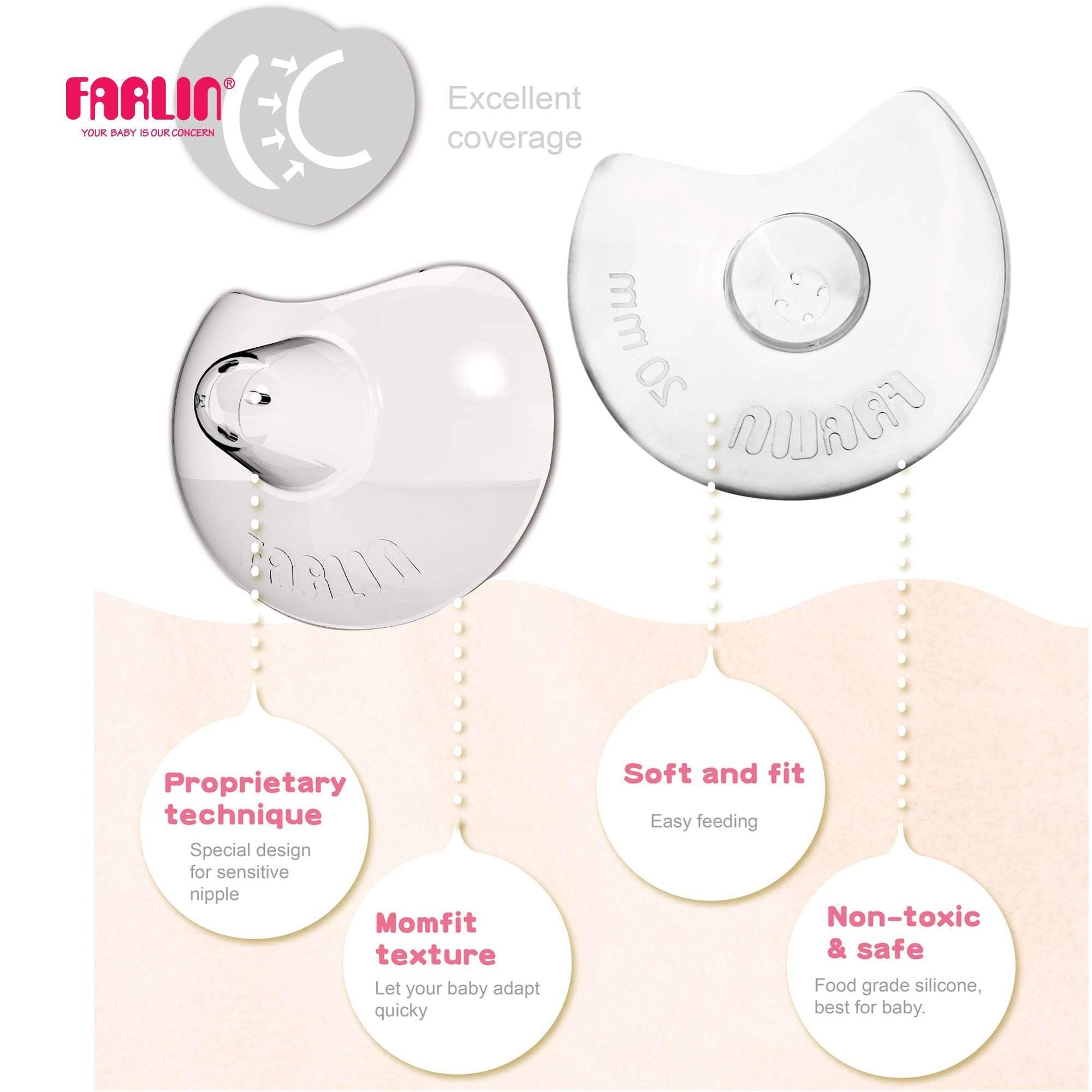 Farlin bout de sein en silicone 20mm - farlin - pour bébé Maroc -www.babyboss.ma