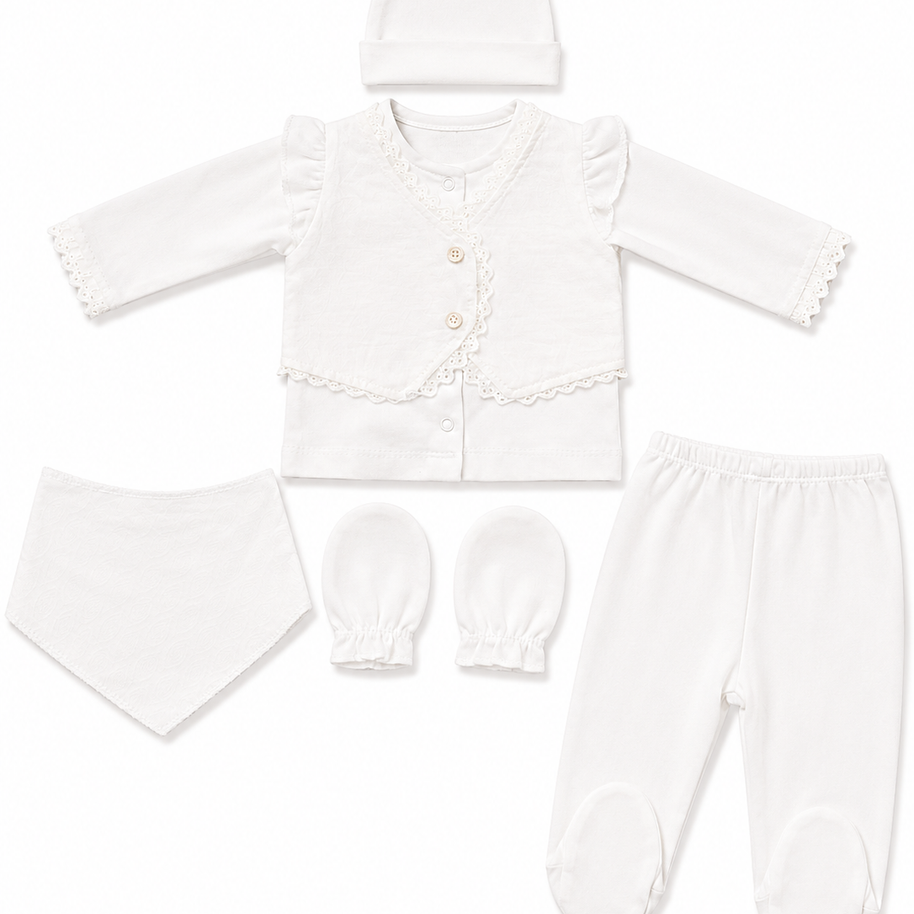 Ensemble naissance 5 pieces en coton 0-3 mois