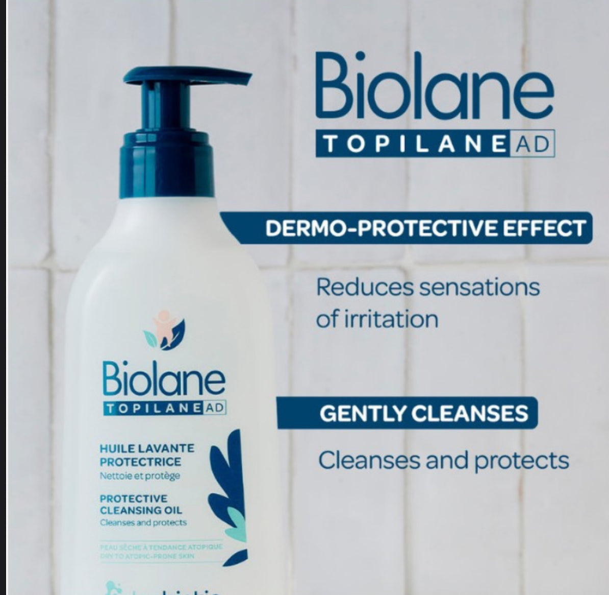 BIOLANE – Topilane AD Huile Lavante Protectrice 350ml – Peaux Très Sèches et à Tendance Atopique