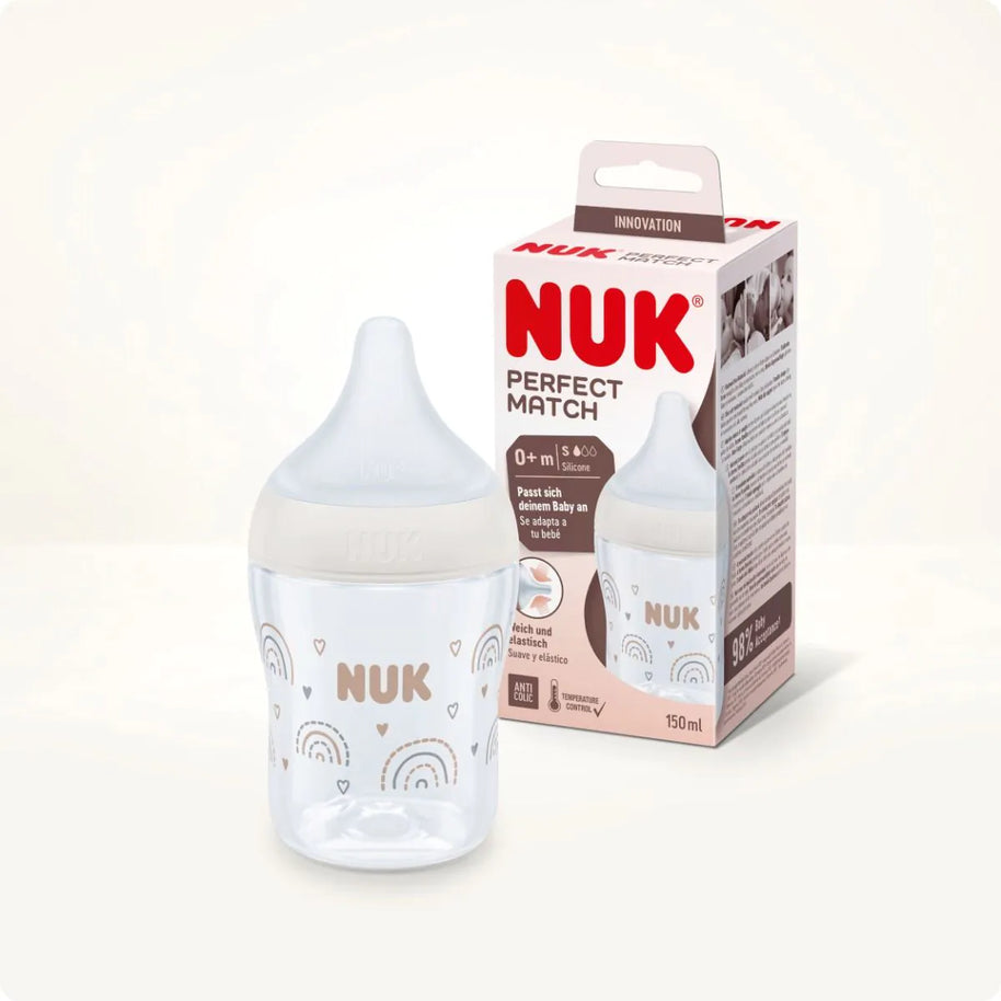 Biberon NUK Perfect Match avec tétine en silicone souple 150 ml - Blanc