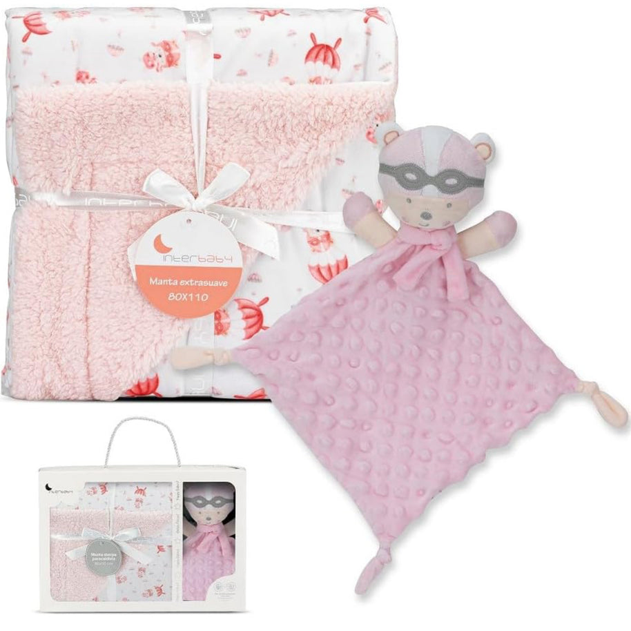 Interbaby Couverture 80 X 110+Doudou - Rose