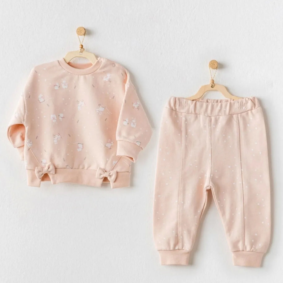 Conjunto de 2 piezas andywawa para niñas con conejitos lindos