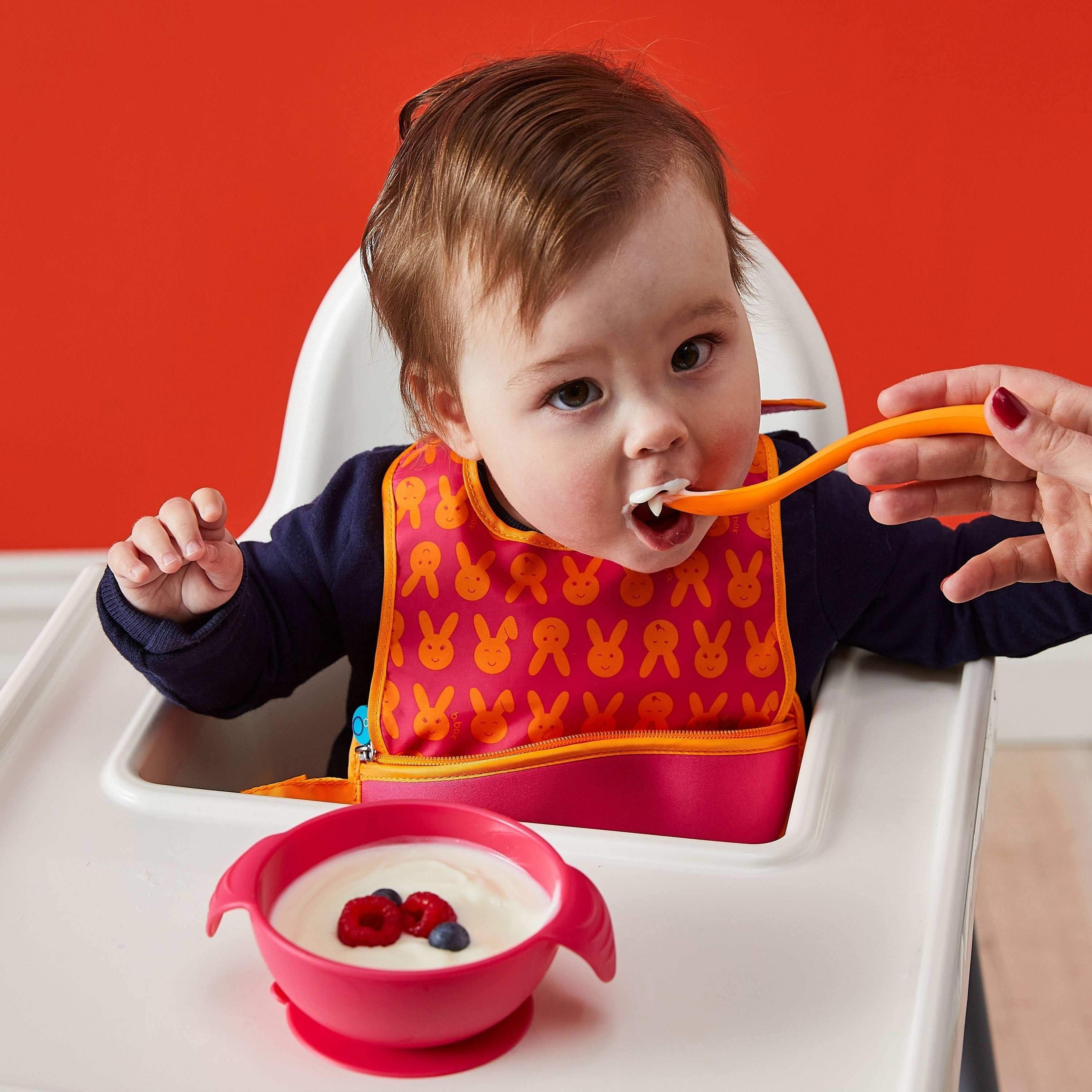 B.Box Silicone First Feeding Set - Strawberry Shake - BBOX USA - pour bébé Maroc -www.babyboss.ma