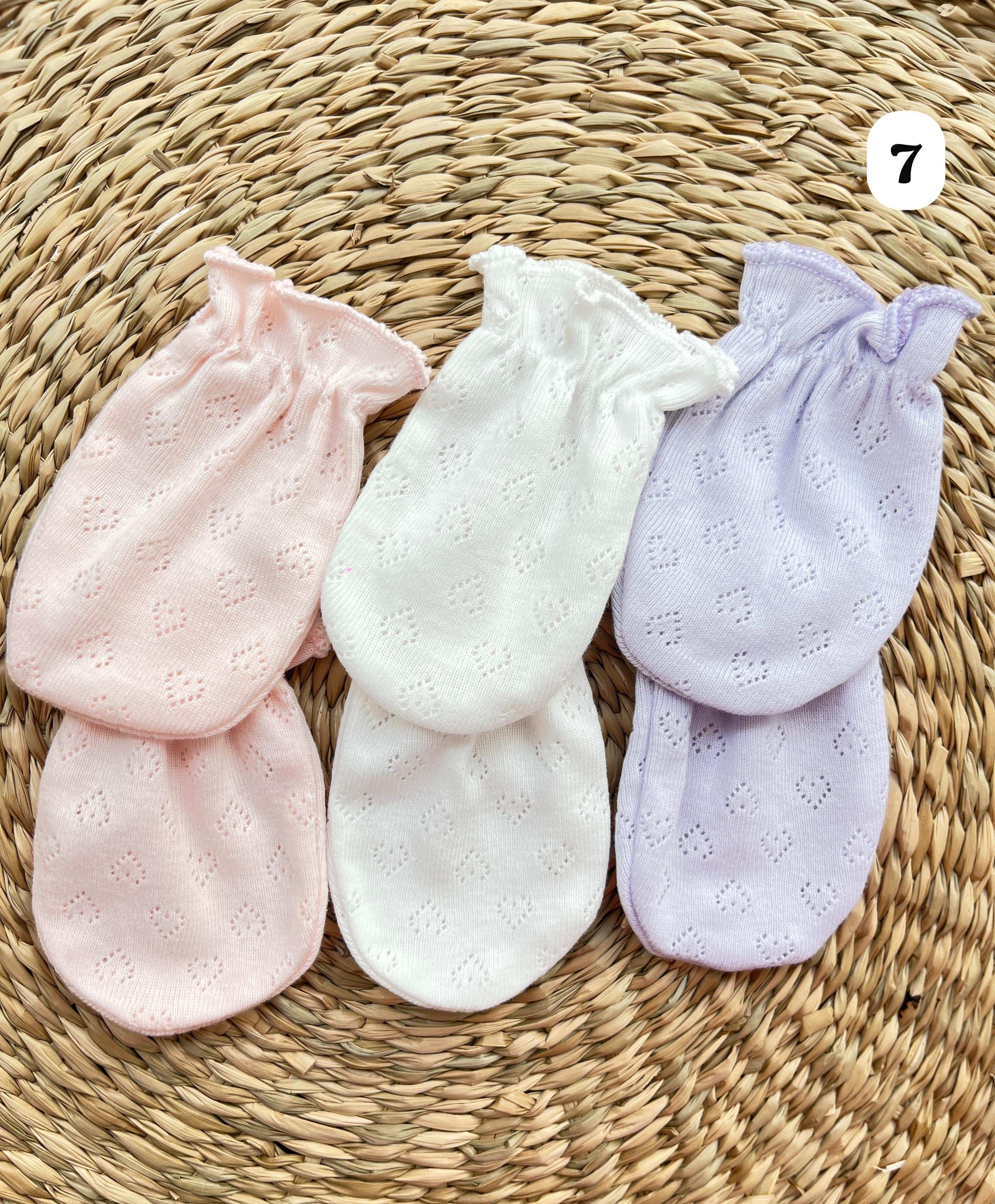 Lot de 3 moufles bébé 100% Coton